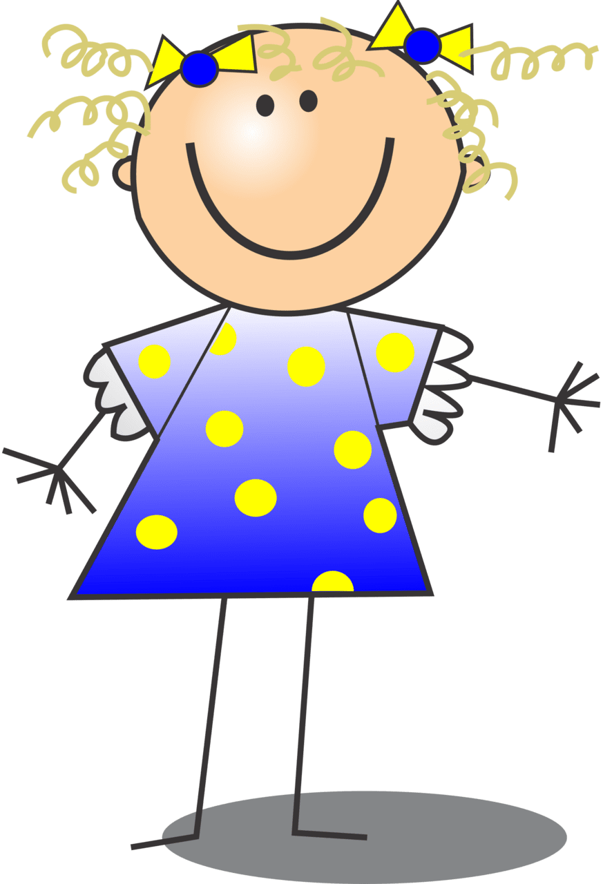 People girl smiling stick figure curly hair clipart transparent