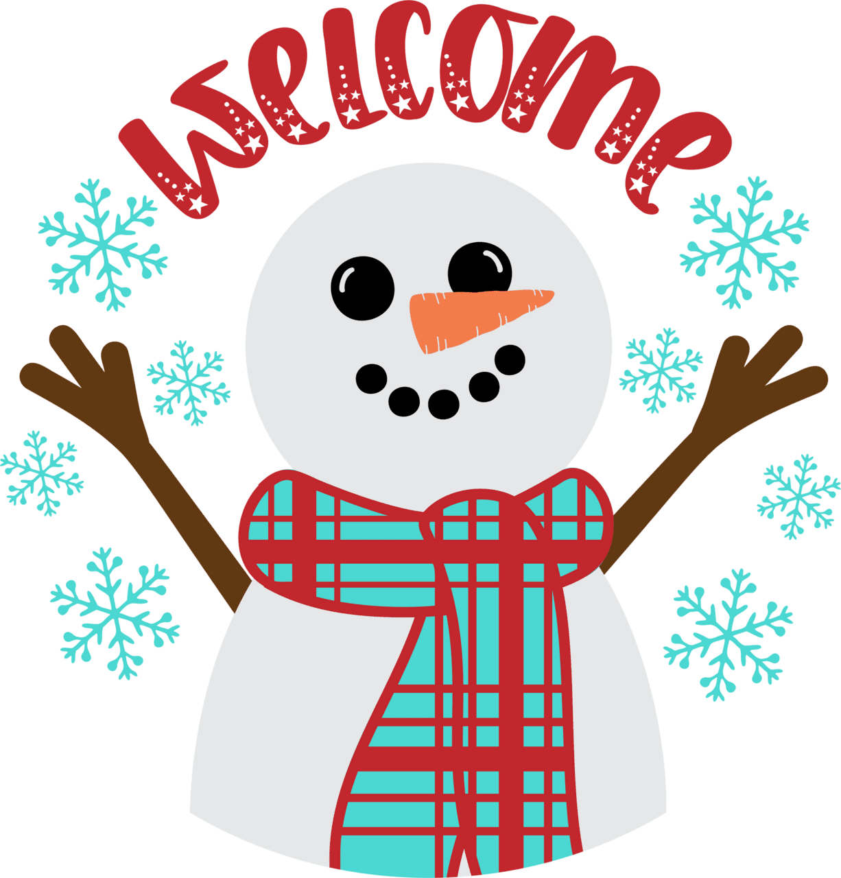 Welcome wel snowman wreath rail hot mesh mom shop clipart vector