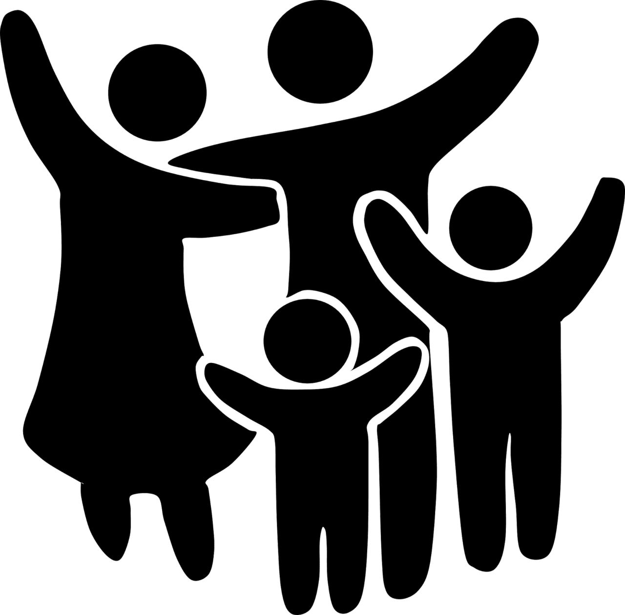 People family clipart black and white vector