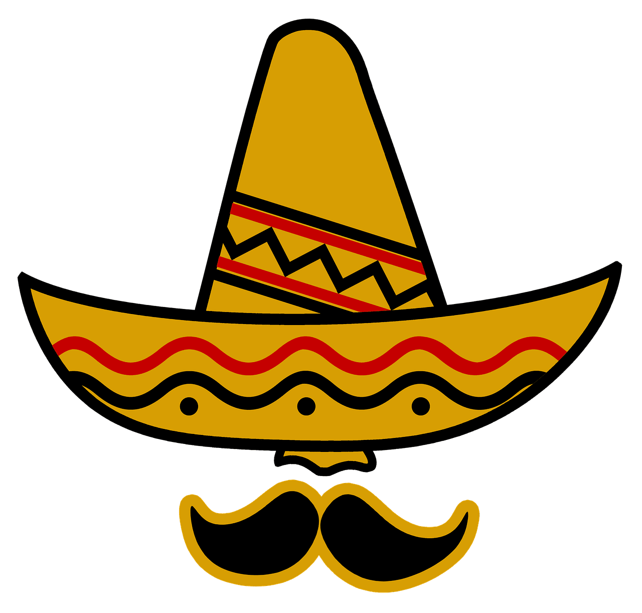 Mustache sombrero cap mexico image clipart