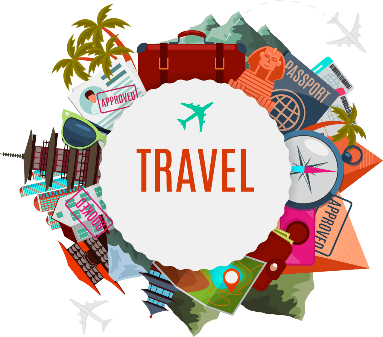 Travel and tourism stickers label vector clipart