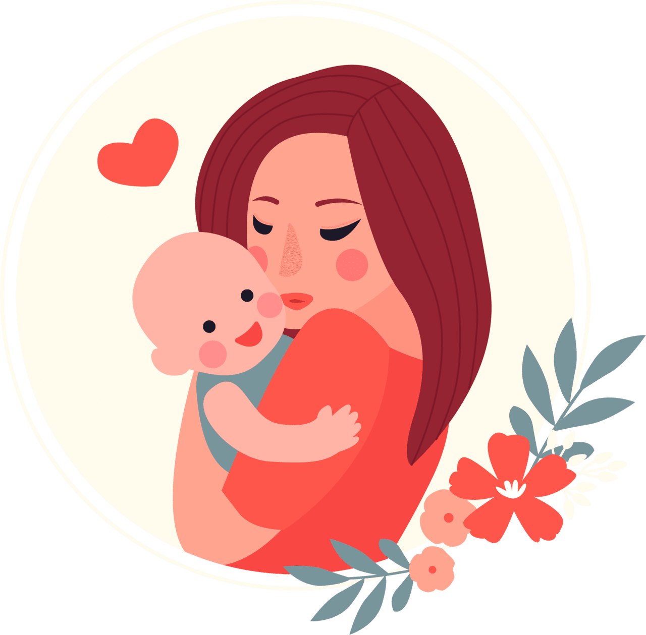Lovely baby mom heart flower clipart image