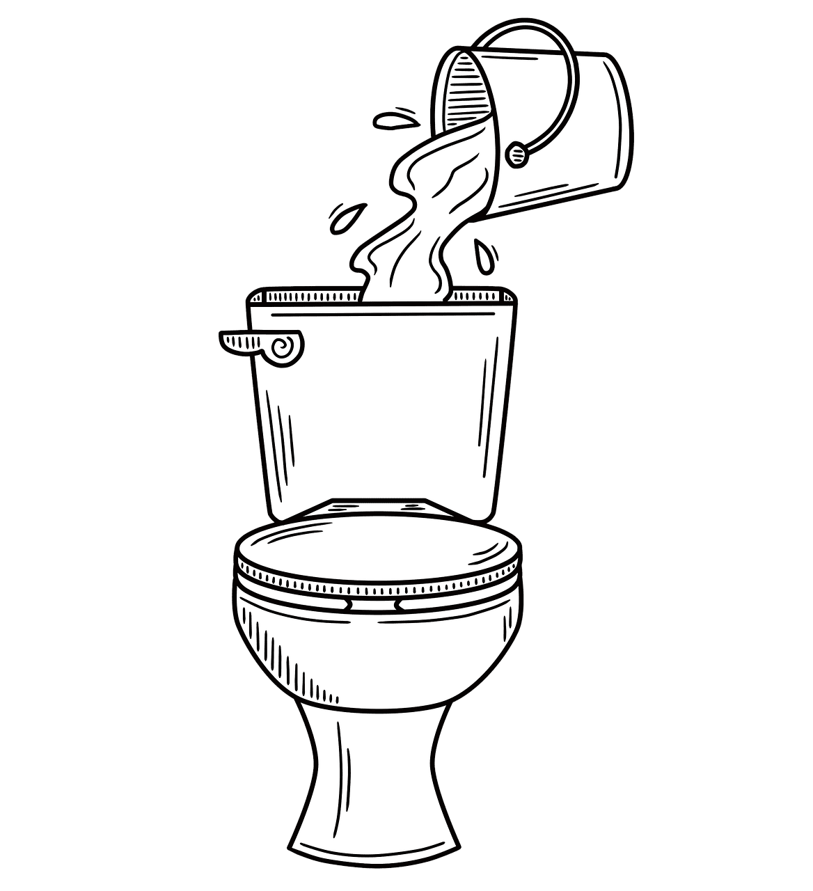 Toilet bucket use water image clipart