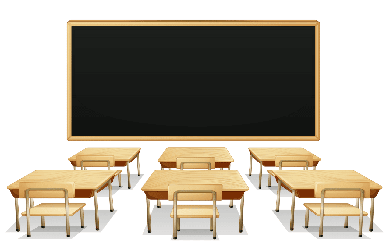 School classroom with blackboard and desks clipart picture high quality images