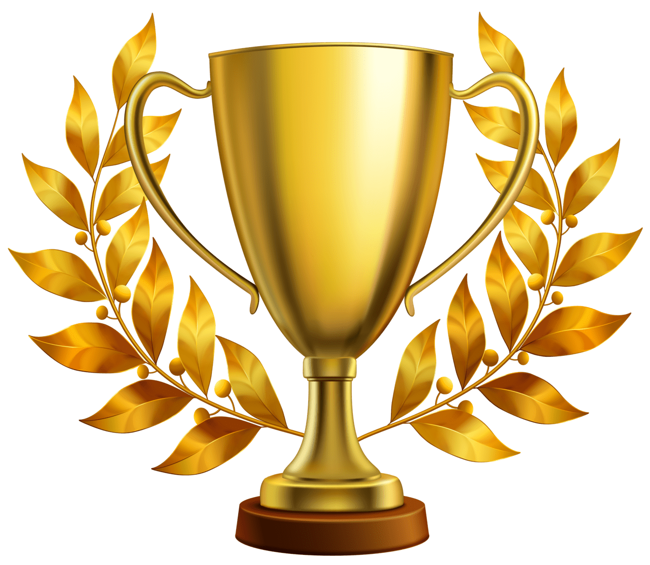 Trophy gold cup with laurel leaves clipart image