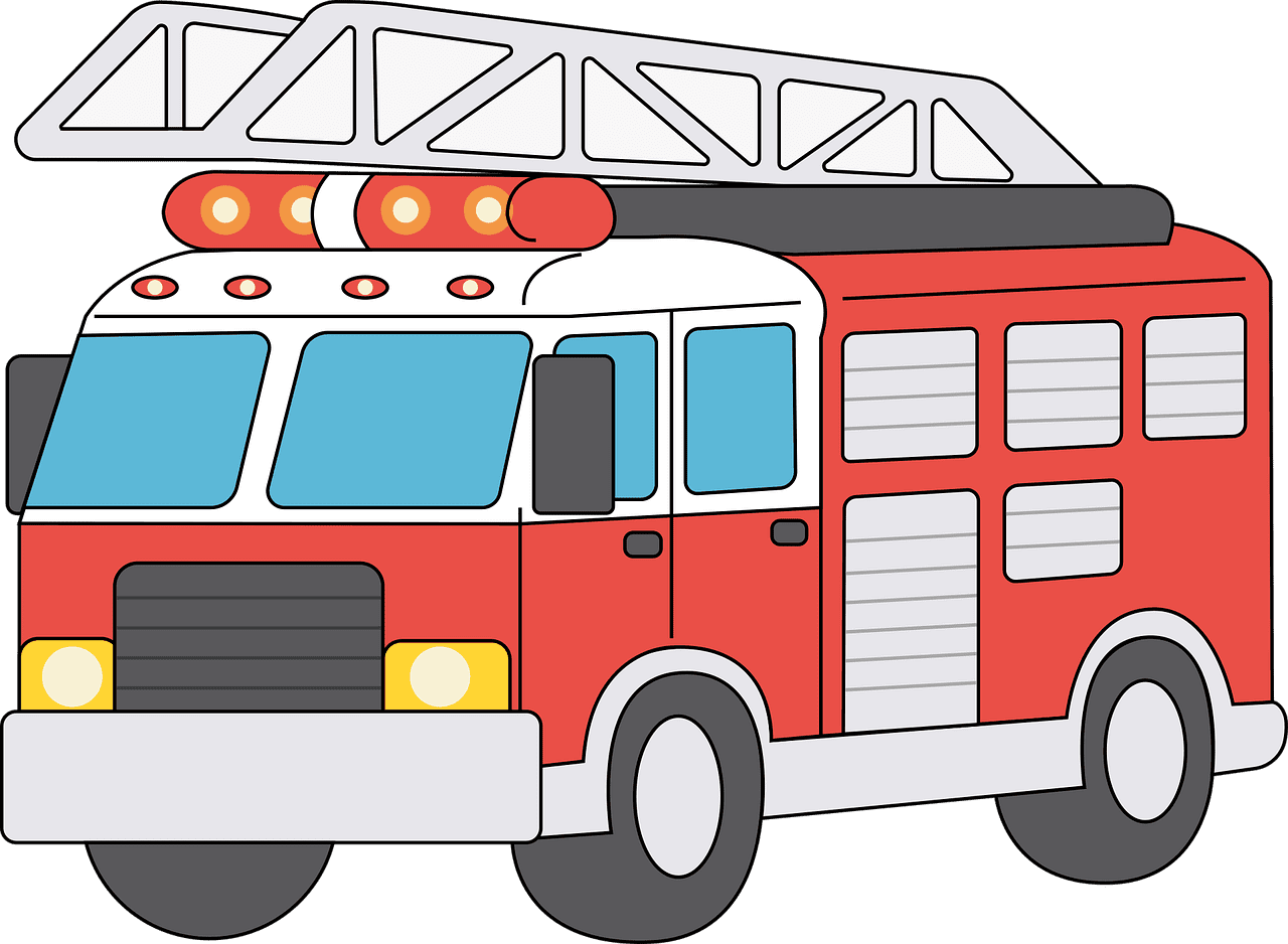 Fire truck firefighter emergency vehicle vector graphic clipart