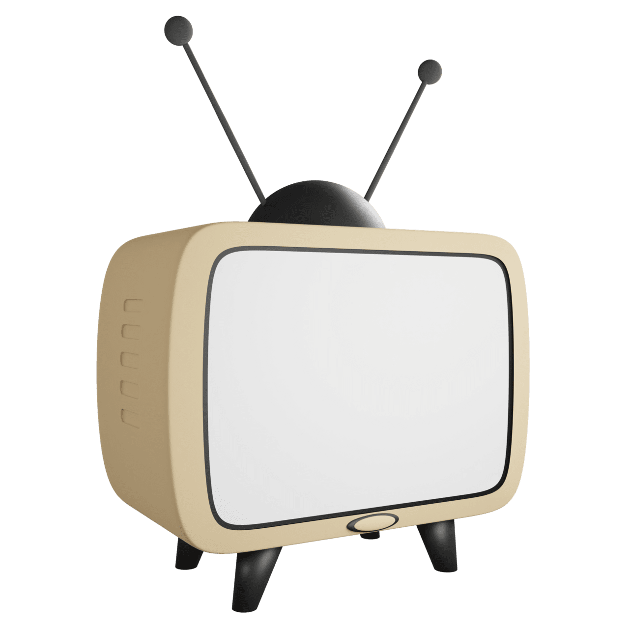 Vintage tv clipart flat design isolated background render entertainment concept