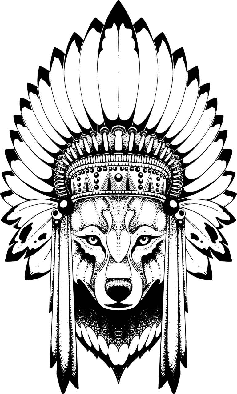 Anastasiya avina wolf with indian headdress clipart clip art