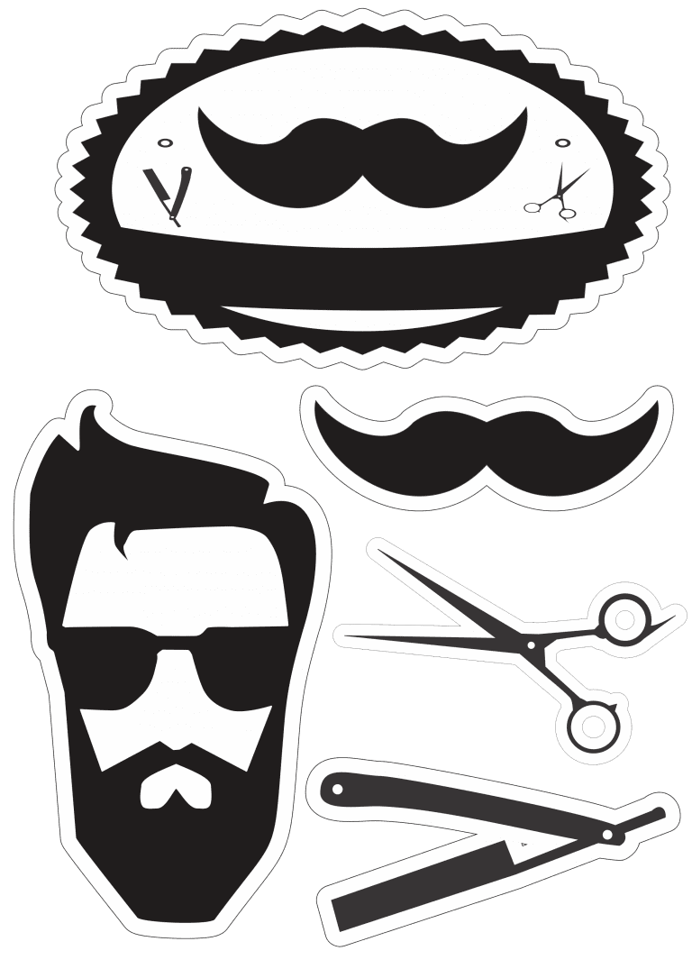 Mustache barbearia topo de bolo art poin clipart free