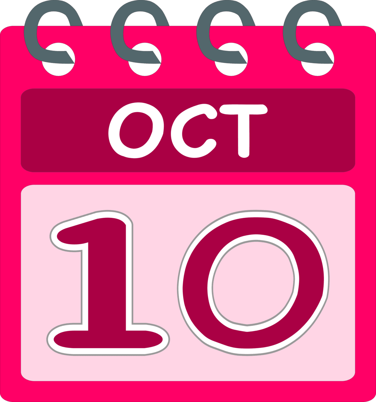 Flat calendar of october date day and month pink color banner oct th clipart background