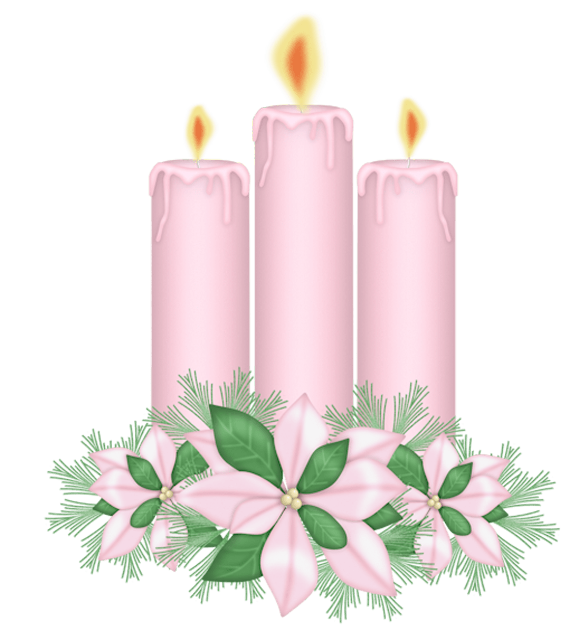 Pink candle with flowers clipart image