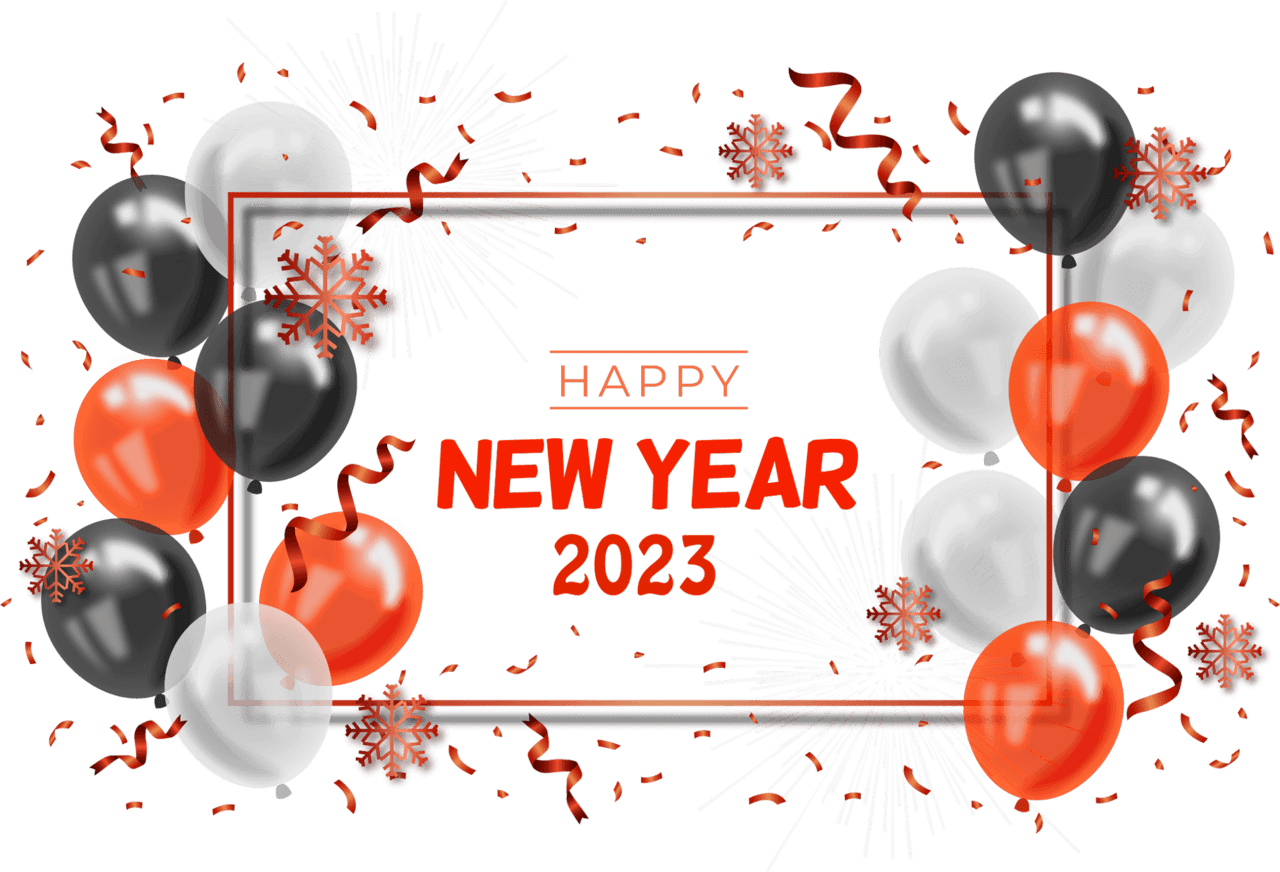 Happy new year greet gs frame balloon decoration clipart transparent