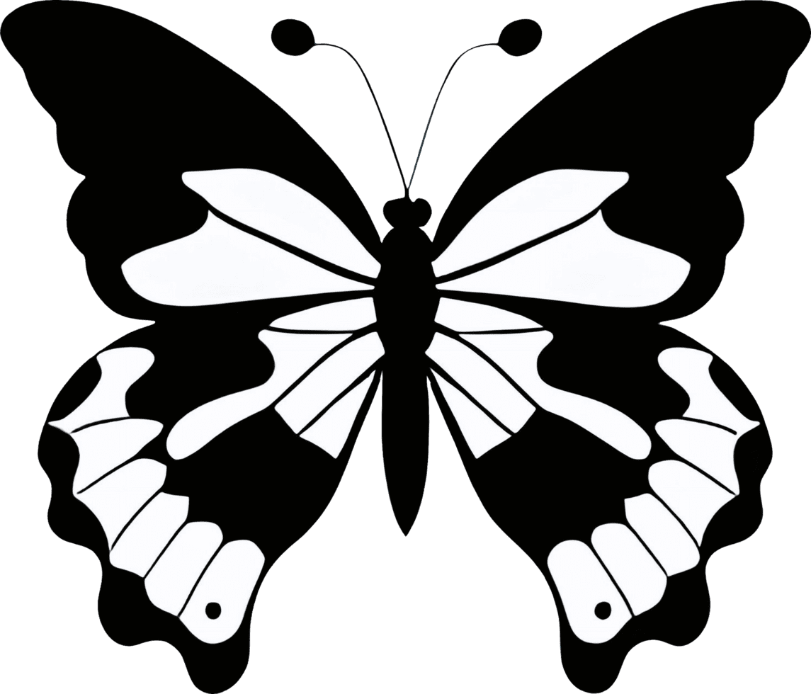 Butterfly black and white drawing of clipart background