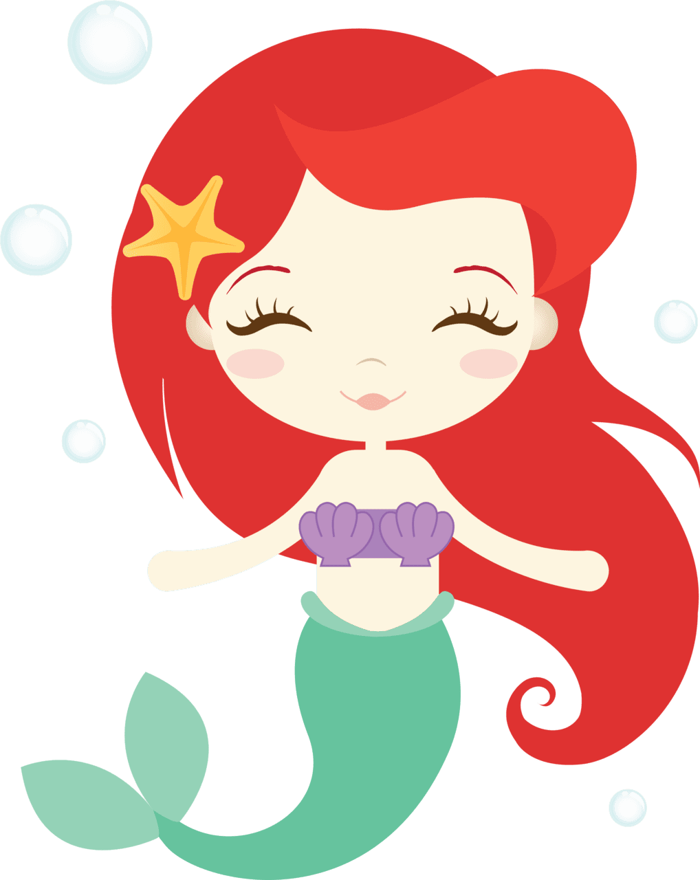 Ariel mermaid the little baby cute image with no backgroud key clipart