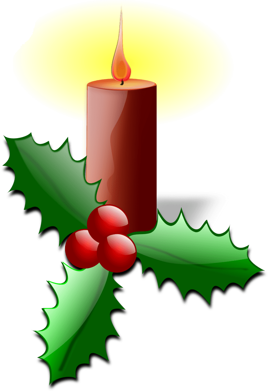 Candle christmas holly clipart image