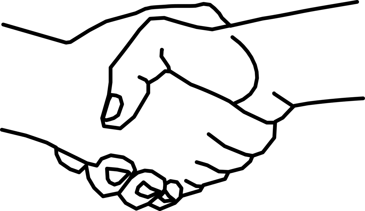 Black white handshake clipart hands shaking drawing easy vector