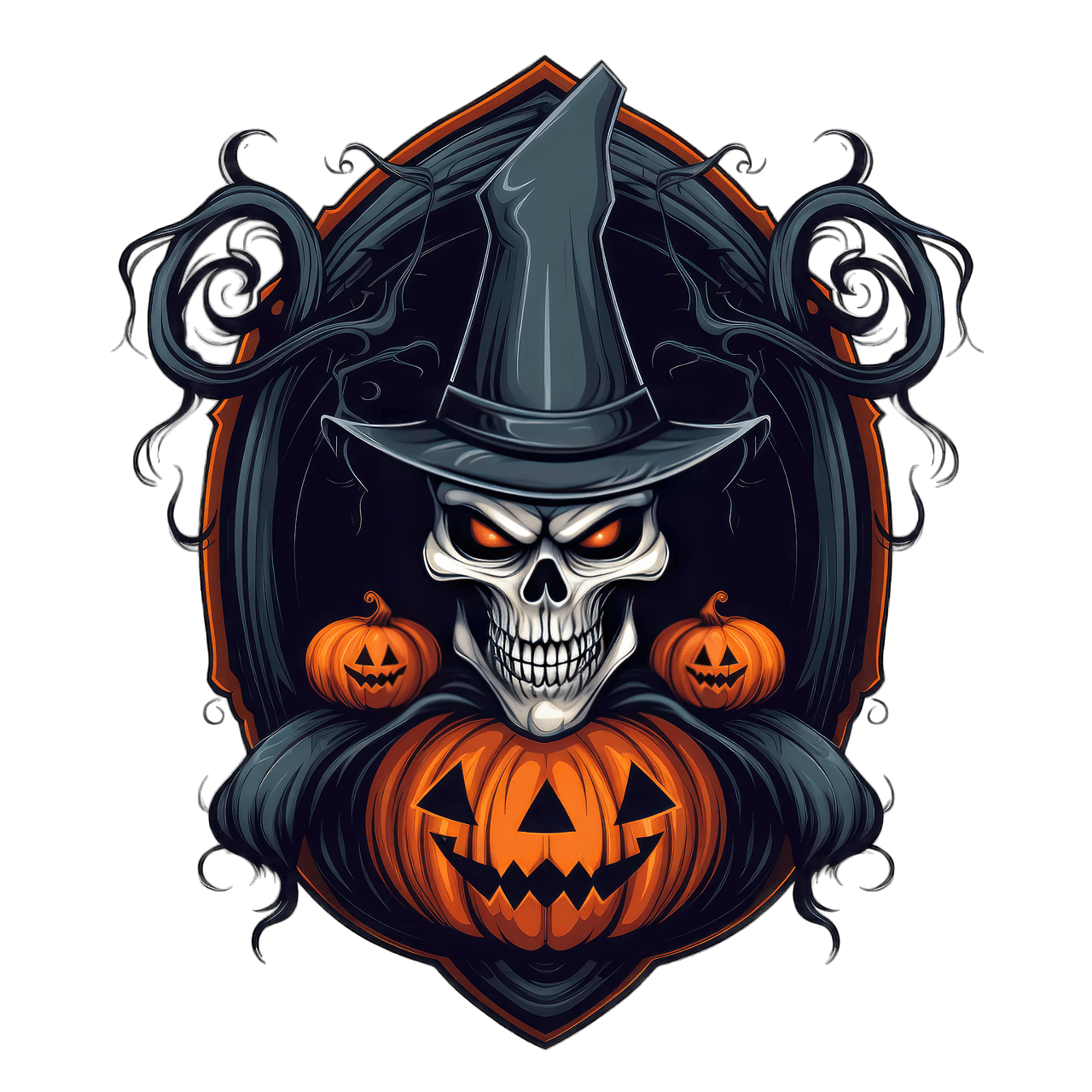 Skeleton halloween pumpk and skull clipart free