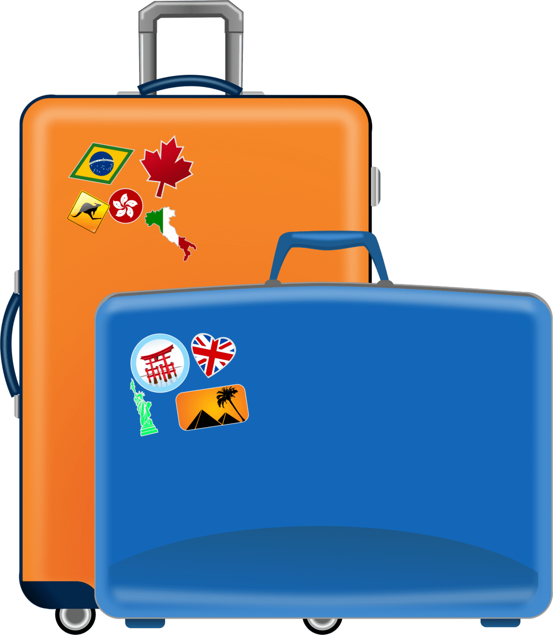 Travel suitcases clipart transparent