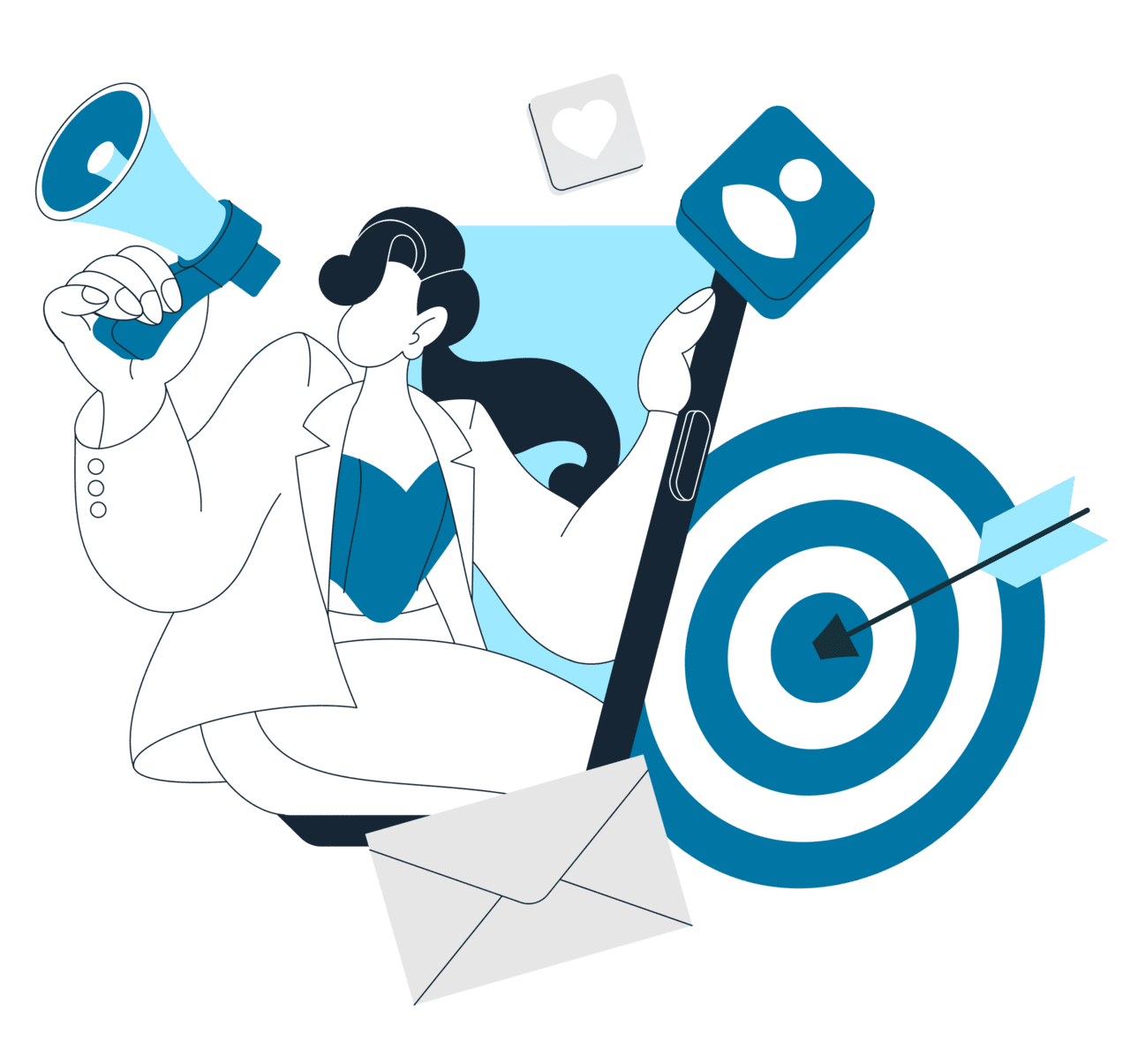 Megaphone market specialist promot social media clipart vector