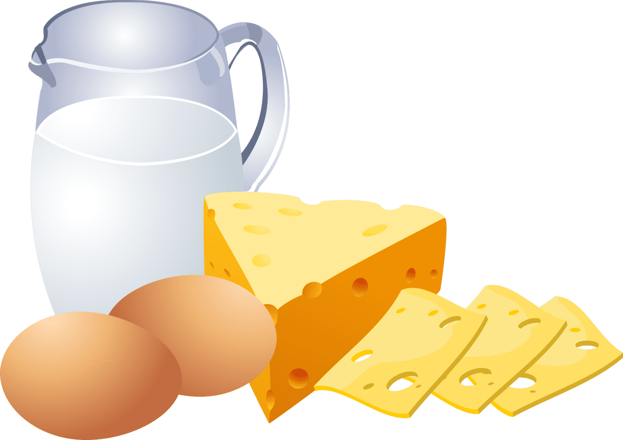 Milk dairy product egg cheese vector clipart