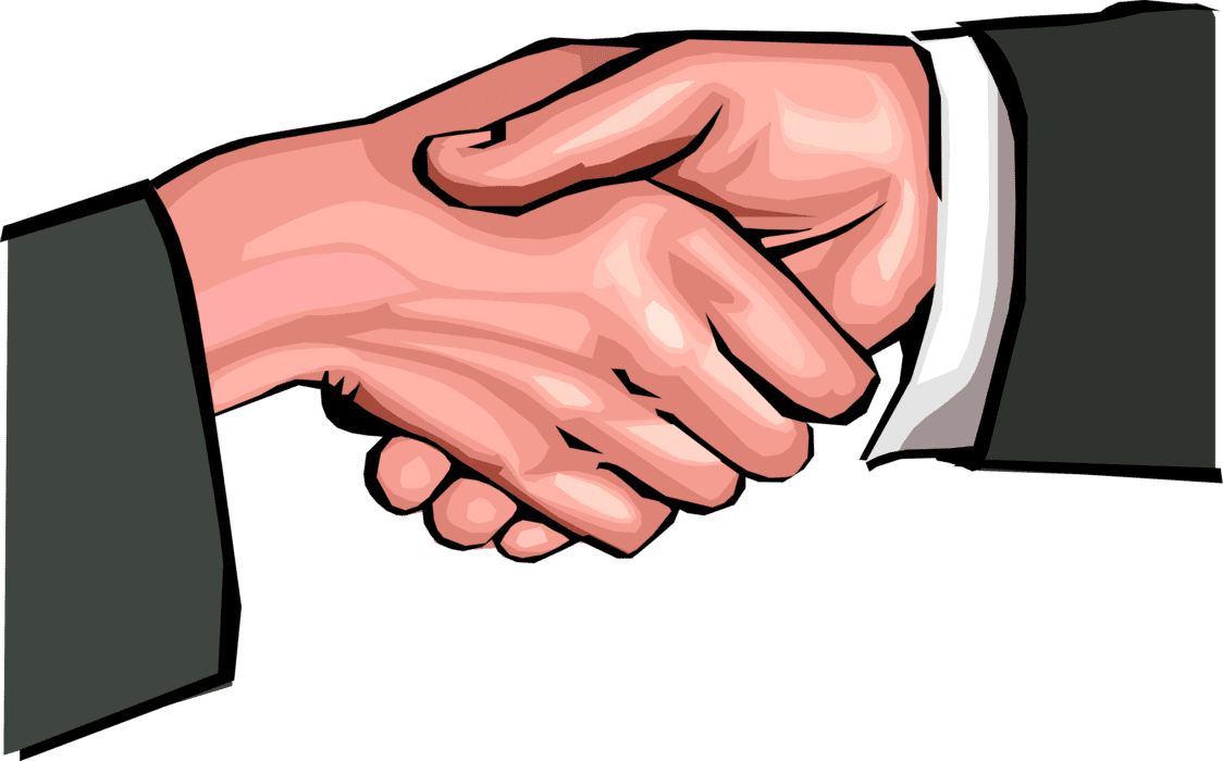 Handshake associates shake hands in greeting or agreement vector image clipart