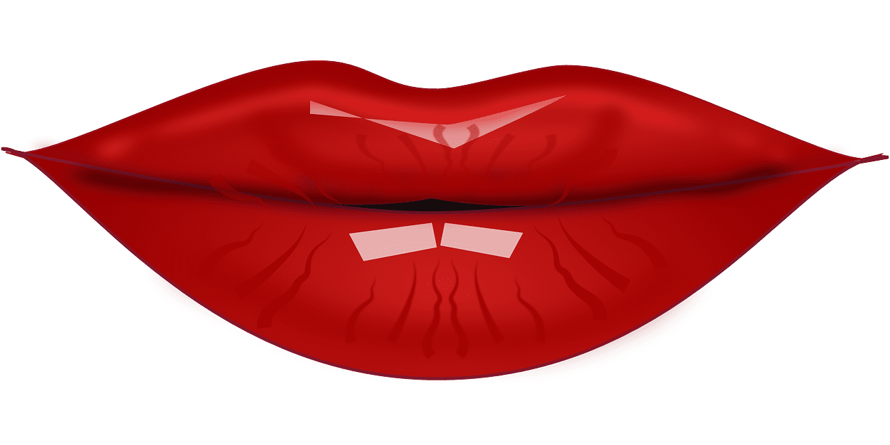 Lip gloss lips tick vector graphic clipart