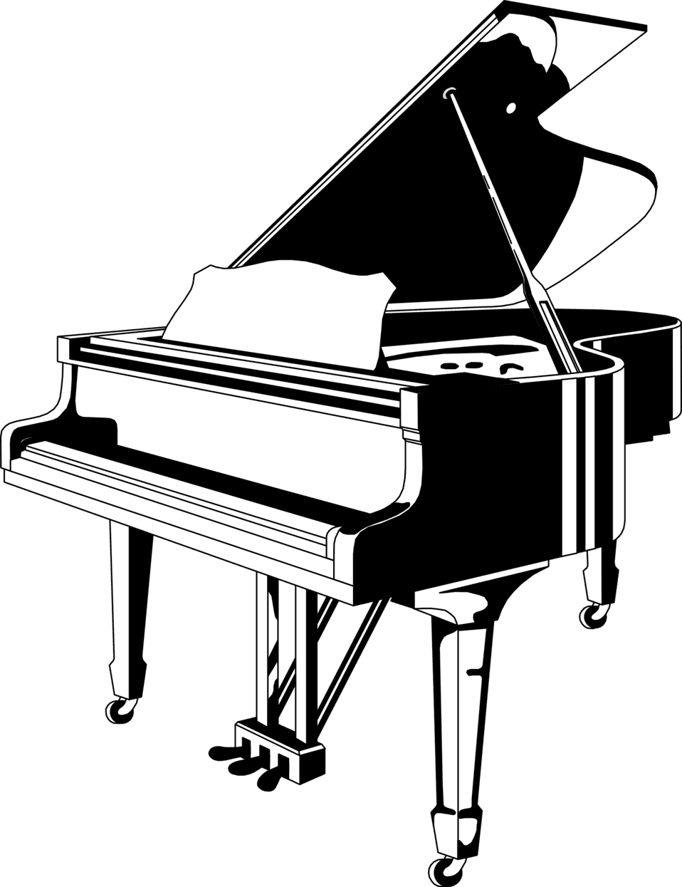 Clipart image piano black white id