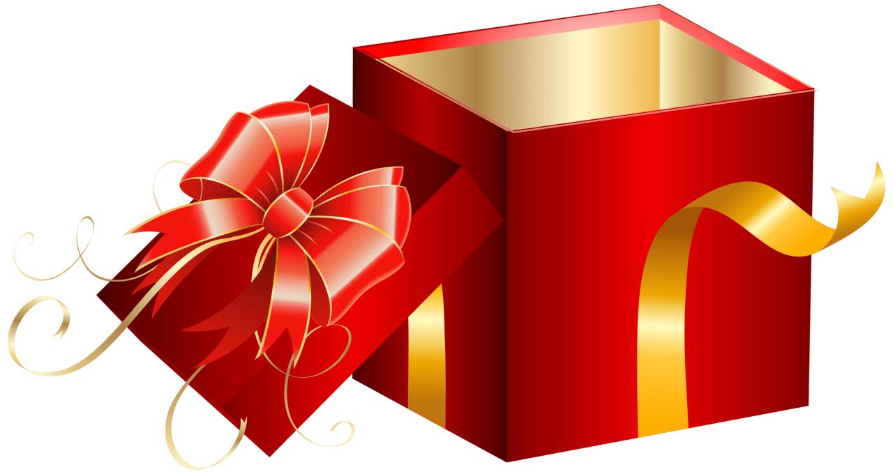 Christmas gift opened red box clipart image