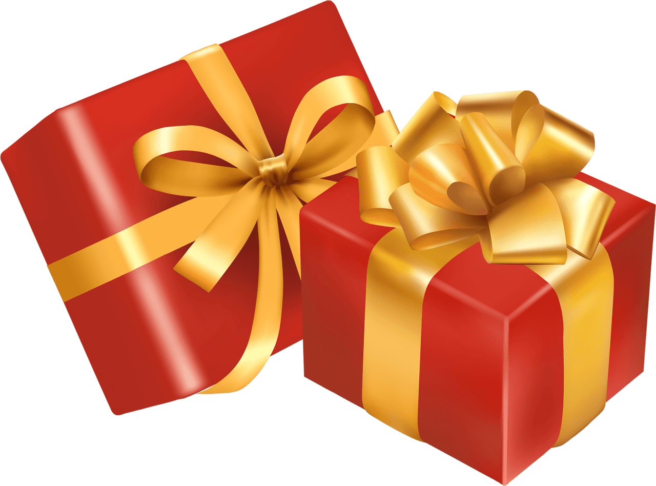 Present vector red golden colored box clipart