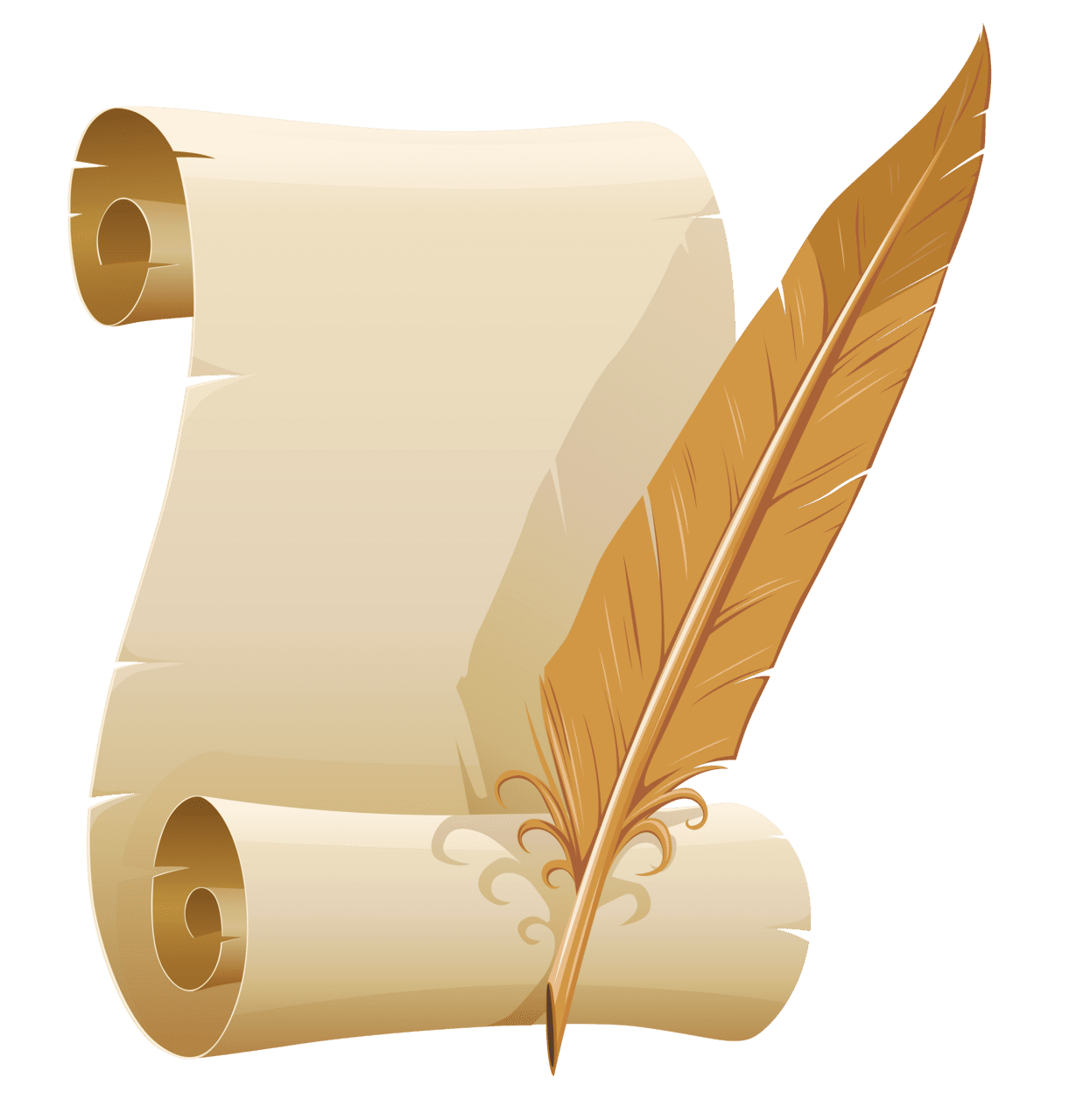 Scroll ed paper and quill pen clipart image