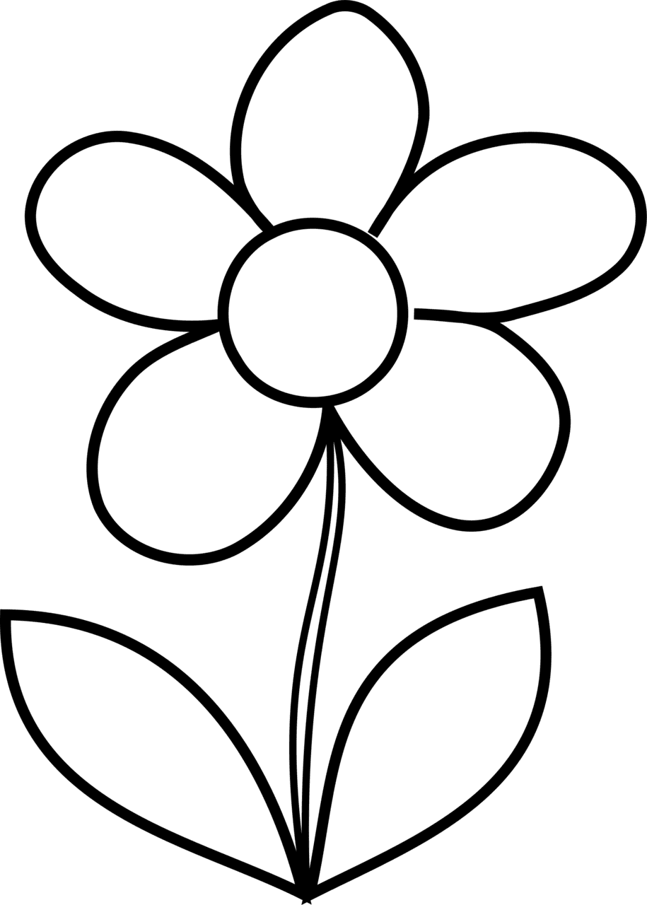 Flowers black and white simple flower bw clipart image