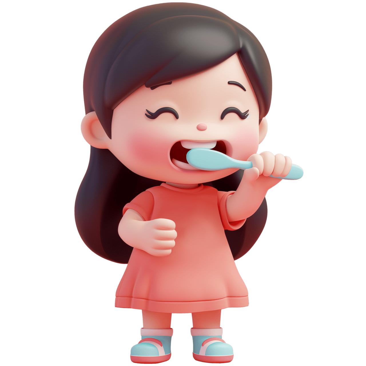 Brush teeth cute little girl brushing design suitable for health and elements clipart picture