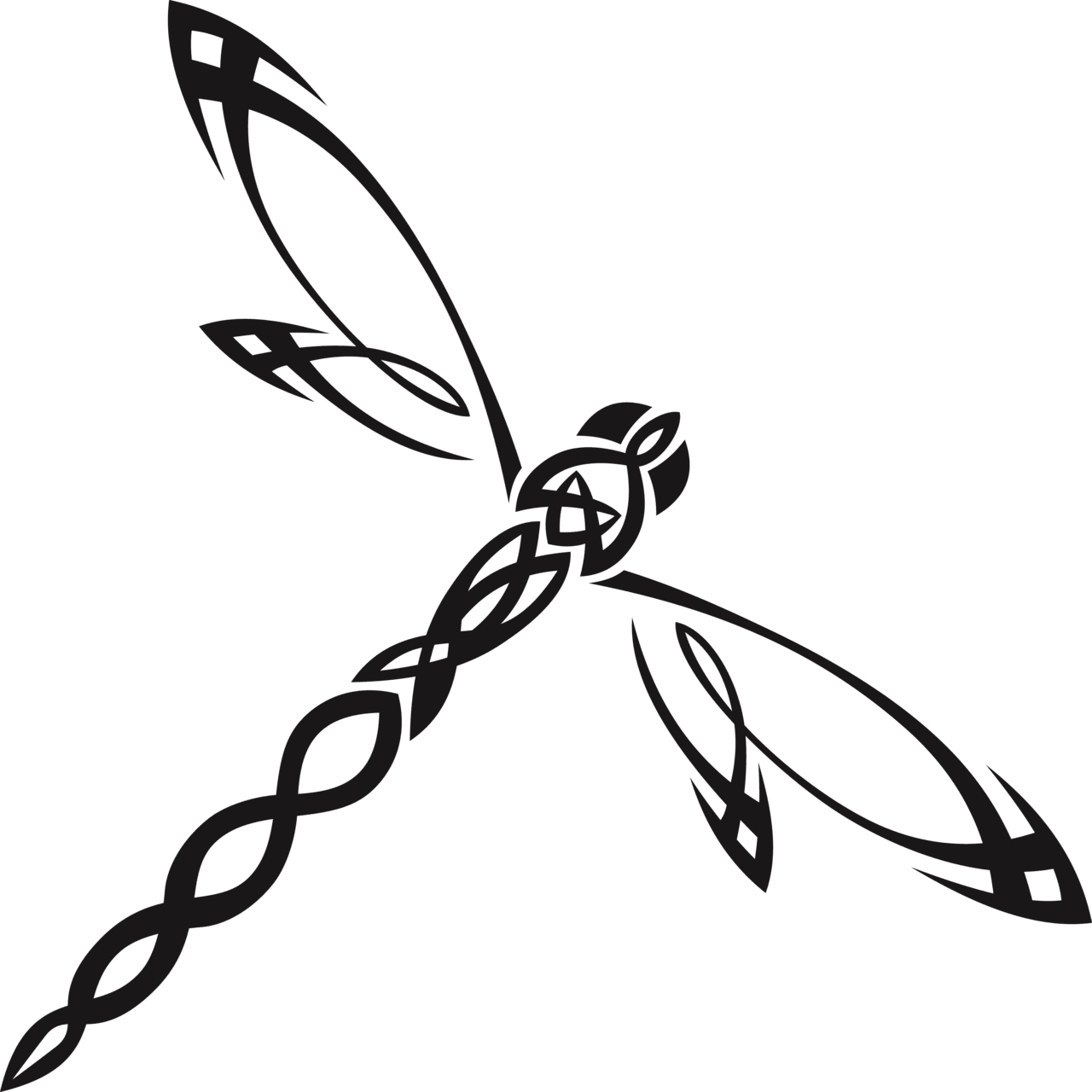 Clipart of tribal dragonfly large size image