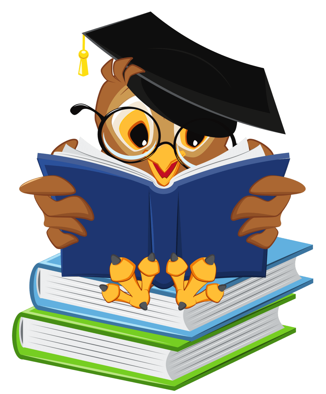 Education owl with school books clipart picture