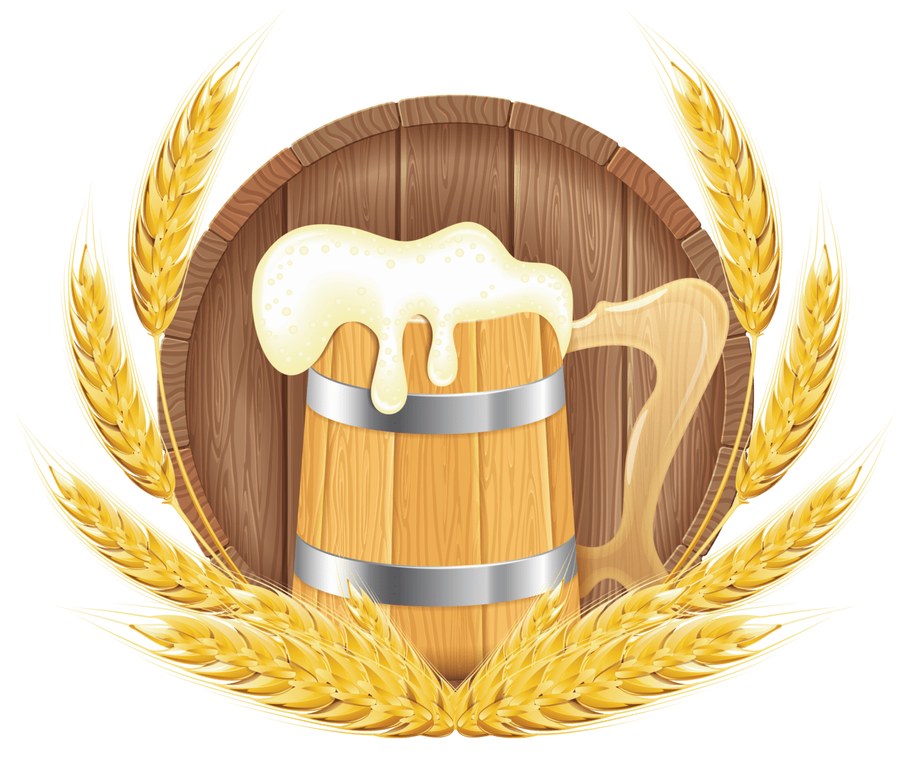 Oktoberfest beer barrel mug and wheat clipart image
