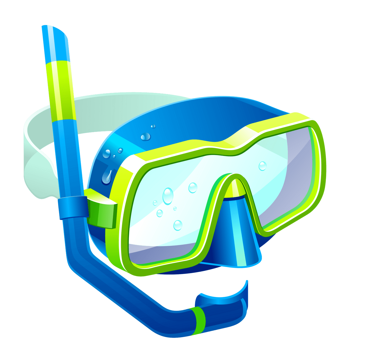 Swimming blue snorkel mask clipart image