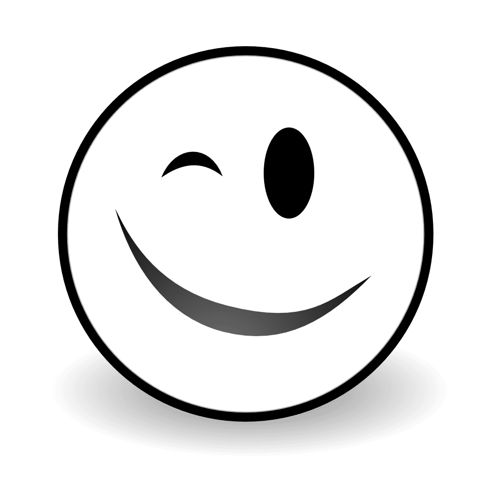 Smiley face wink black and white clipart kid emoji coloring pages winky picture