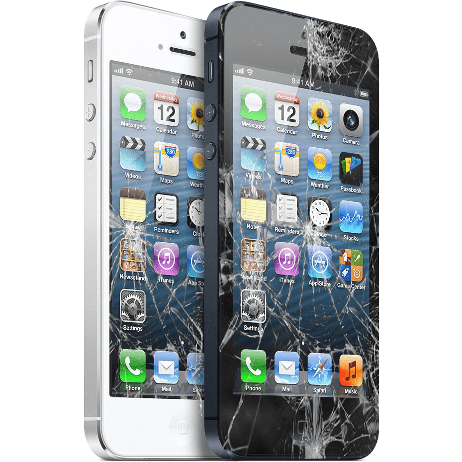 Cell phone two iphone broken screens stic clipart background