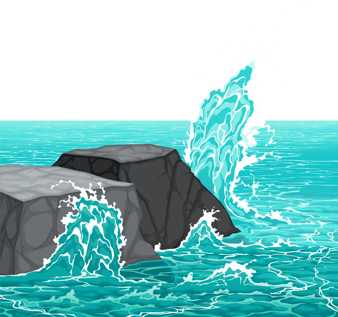 Rock and waves clipart image with no background