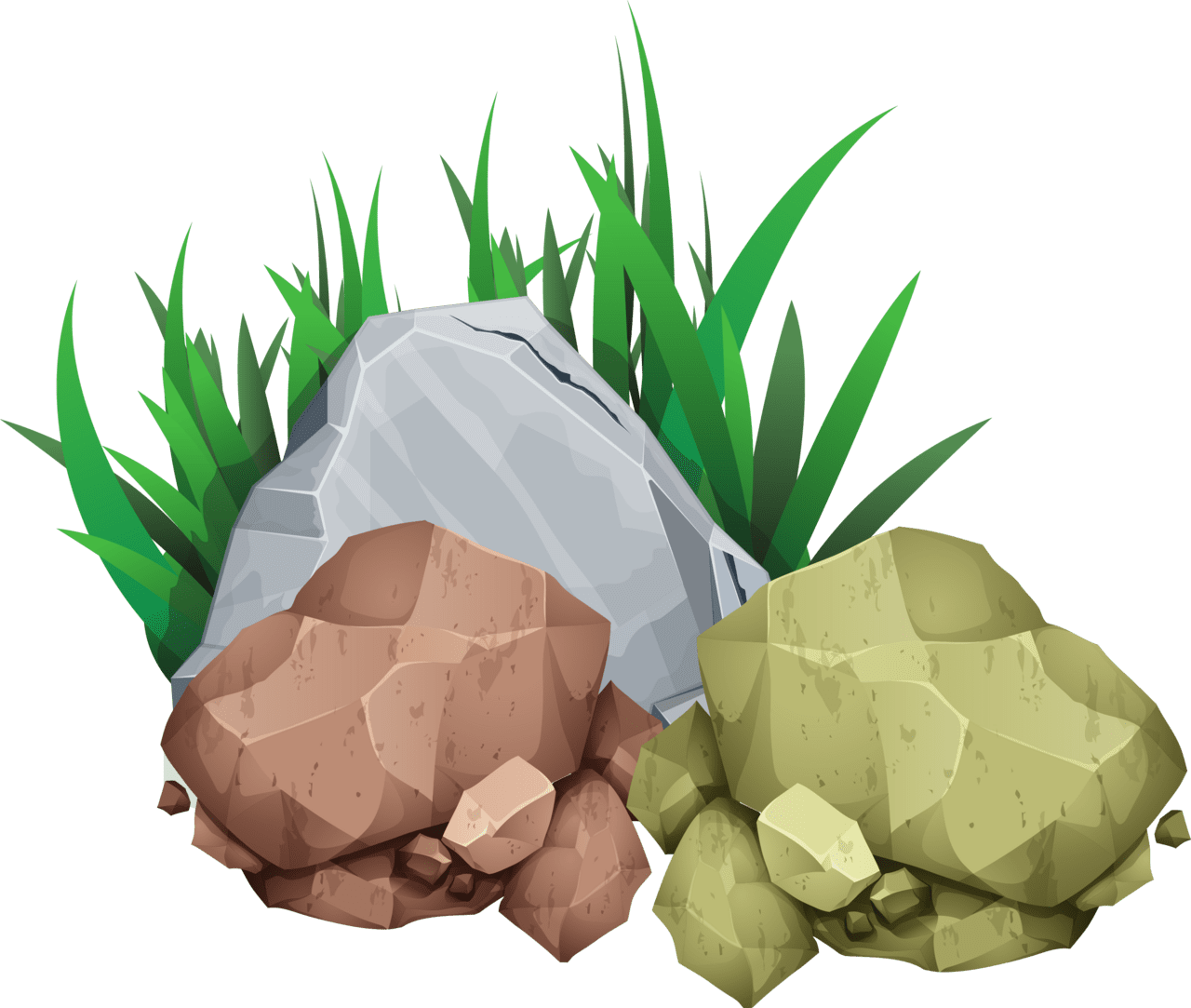 Rock stone clipart of grass and background