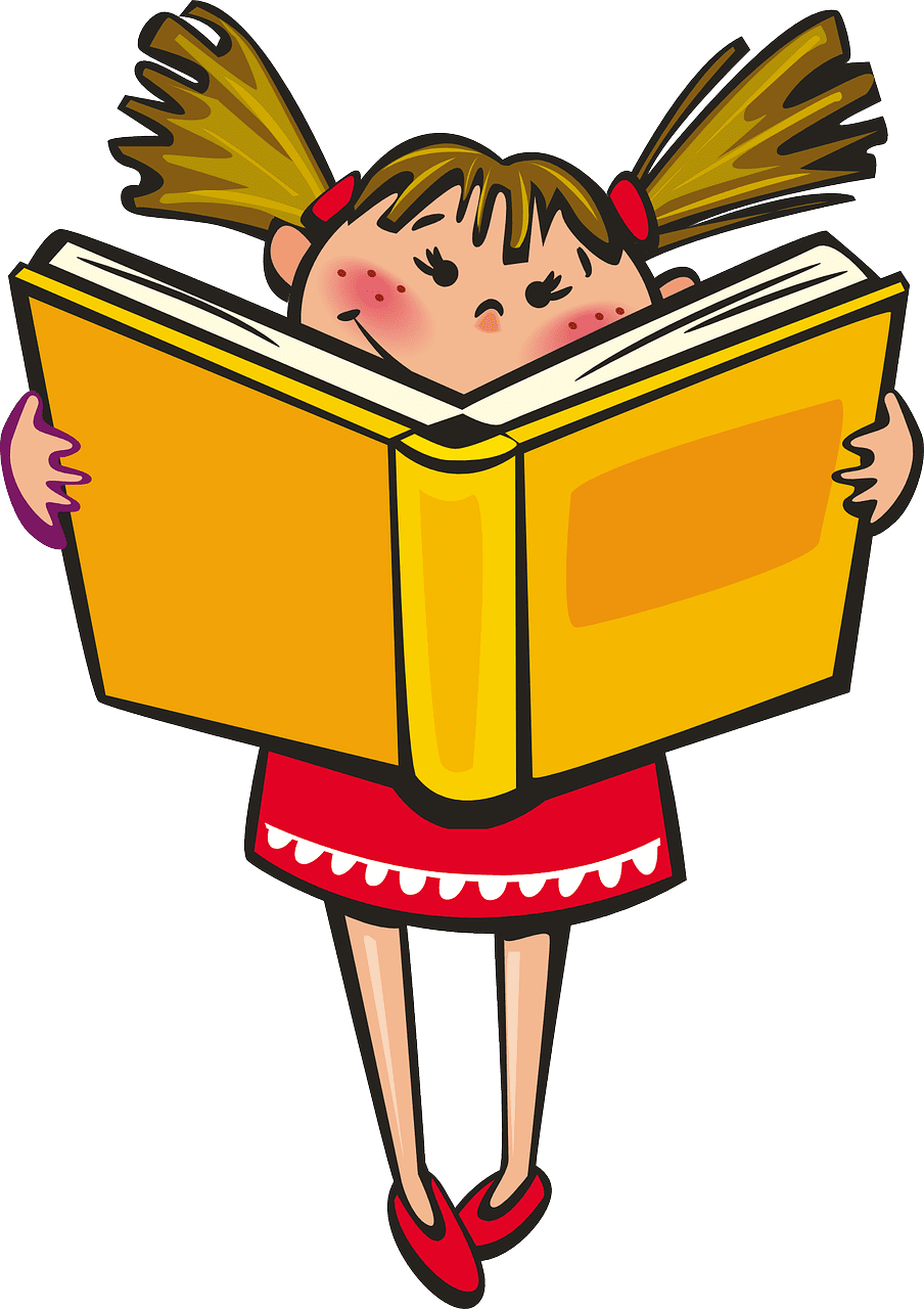 Open book girl school vector graphic clipart