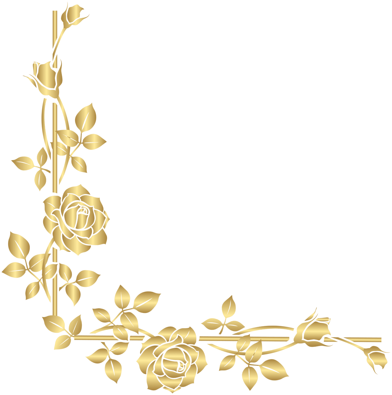 Flower border gold rose corner clipart image