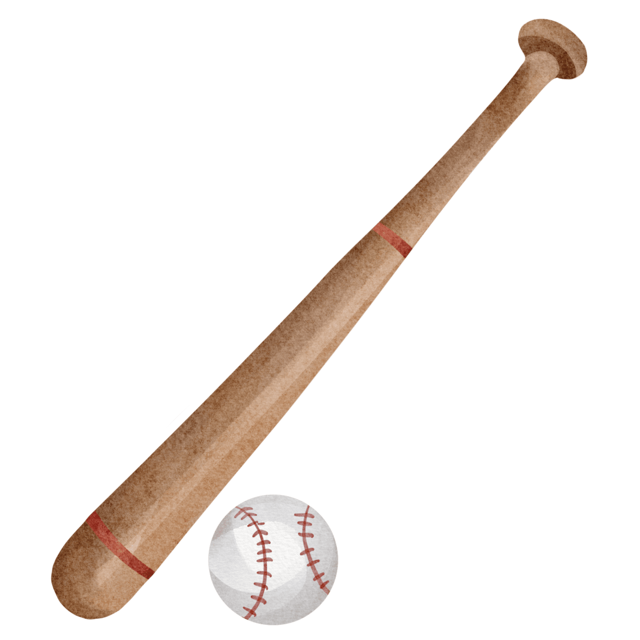 Baseball bat watercolor clipart image