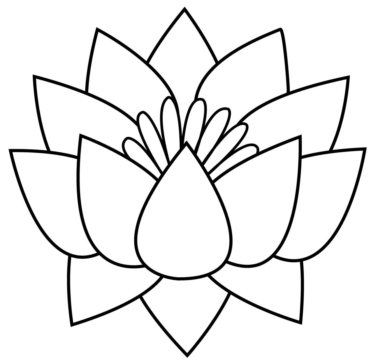 Flowers black and white lotus flower clipart free