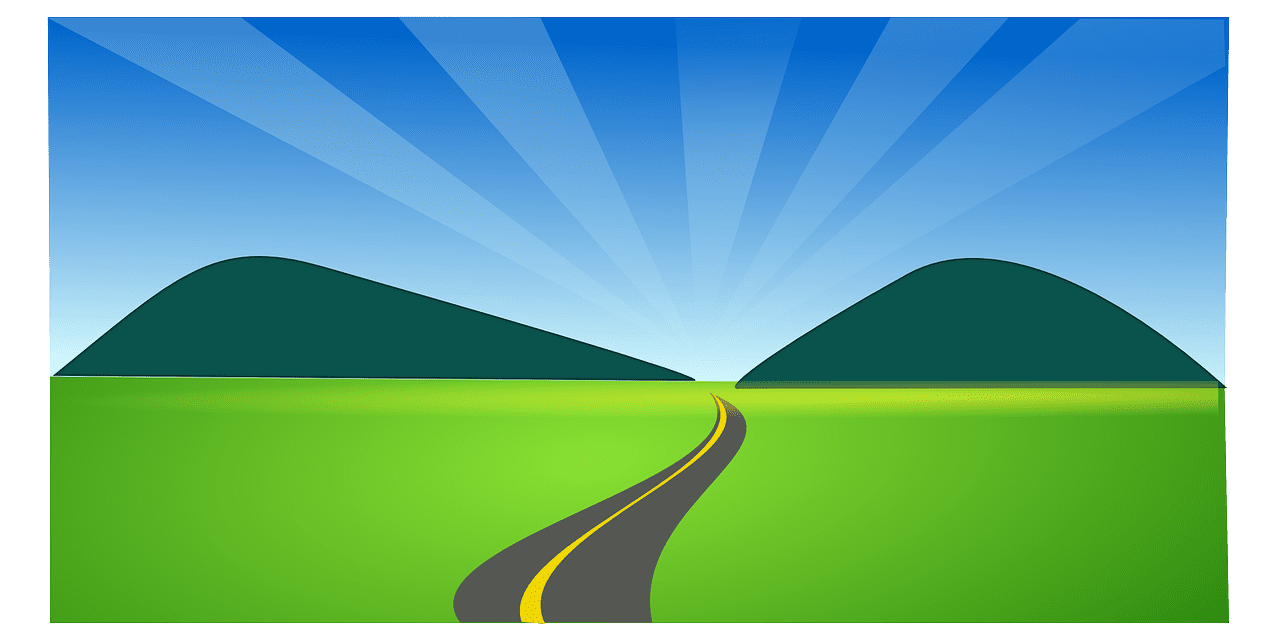 Road highway greenery drive vector graphic clipart