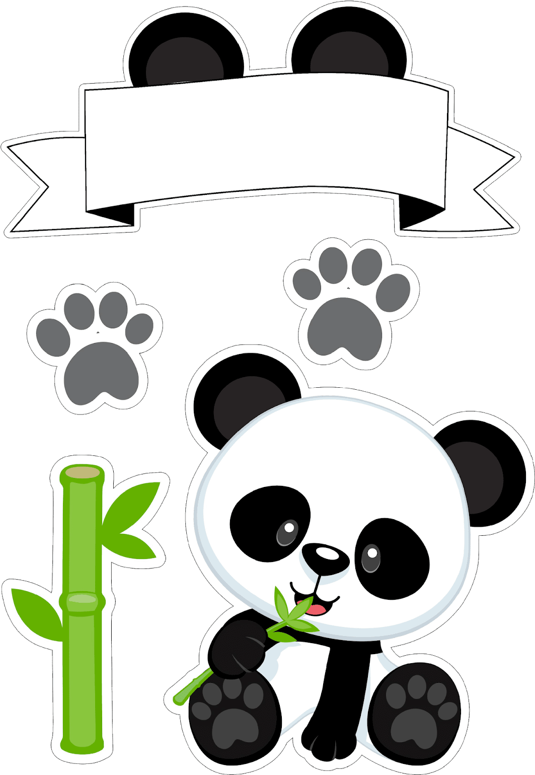 Topo de bolo panda en foami clipart logo