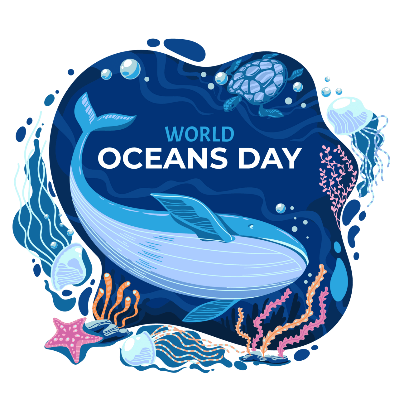 World ocean day clipart transparent