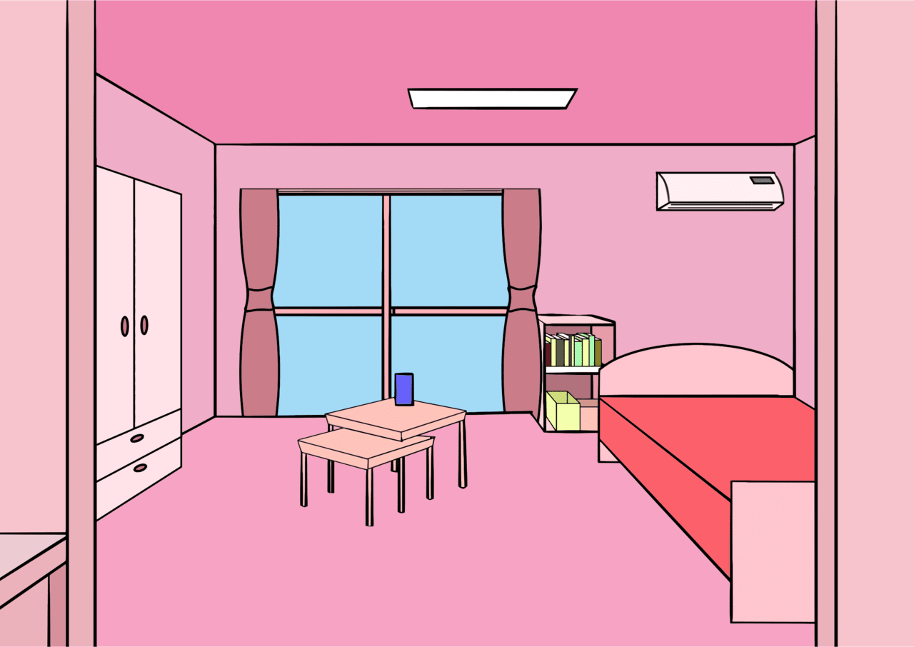 Bedroom first person perspective room clipart vector