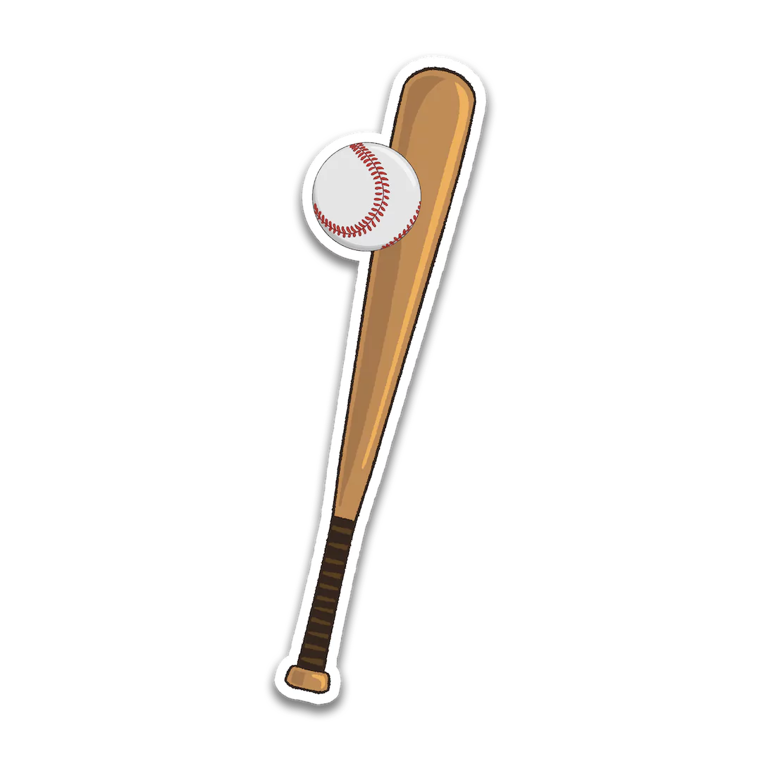 Baseball bat and ball sticker clipart image