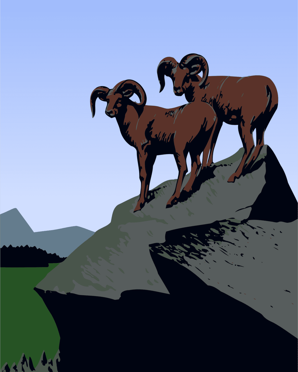 Two mountain goats standing rock vector clipart image photo cc images